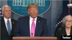 Президент Трамп выступает на брифинге в Белом доме