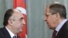 Russia -- Russia's Foreign Minister Sergei Lavrov (R) shakes hands with Azerbaijan's Foreign Minister Elmar Mammadyarov during a news conference in Moscow, 18Jul2011