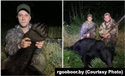 Дзяніс Клімец забіў першага мядзьведзя ў Беларусі пасьля зьмены заканадаўства, Віцебскі раён, 18 ліпеня 2025 году, фота Беларускага таварыства паляўнічых і рыбаловаў
