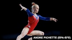 Gymnast Angelina Melnikova of Russia competes in Montreal, Canada, in 2017. 
