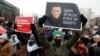 A rally in support of Russian opposition leader Aleksei Navalny in Moscow on January 23