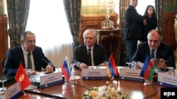 Հայաստանի, Ռուսաստանի Ադրբեջանի ԱԳ նախարարները Մոսկվայում, 8-ը ապրիլի, 2016թ.
