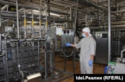 Western machinery and equipment is used at the Mari El cheese factory.