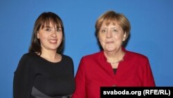 Ганна Канапацкая з канцлерам Нямеччыны Ангелай Мэркель