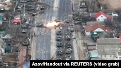 Колонна российской техники в Броварах, март 2022