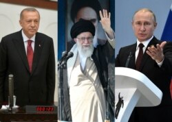 Реджеп Эрдоган, Али Хаменеи и Владимир Путин