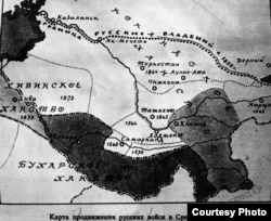 Падышалык аскерлердин Борбордук Азияга сүңгүшүнүн картасы.