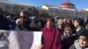 People protest against the Yadrovo garbage dump in Volokolamsk, near Moscow, on March 24.