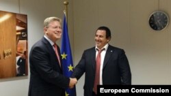 Եվրահանձնակատար Ֆյուլեն ողջունում է ԲՀԿ-ի առաջնորդ Գագիկ Ծառուկյանին, 6-ը դեկտեմբերի, 2012