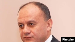 Armenia -- Defense Minister Seyran Ohanian addresses students and professors at Yerevan State University on January 25, 2010.