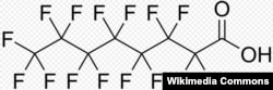 Перфтороктандык кислотанын химиялык түзүлүшү.