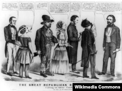 Карикатура 1856 года на Фримонта и его электорат