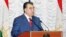 Tajik President Emomali Rahmon speaks on April 17.