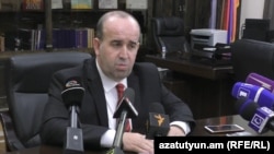 Armenia -- Tigran Petrosian, the newly appointed governor of Shirak region, holds a news conference in Gyumri, February 7, 2019