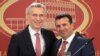 NATO Secretary-General Jens Stoltenberg (left) meets with Macedonian Prime Minister Zoran Zaev in Skopje on January 18. 