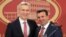 NATO Secretary-General Jens Stoltenberg (left) meets with Macedonian Prime Minister Zoran Zaev in Skopje on January 18. 