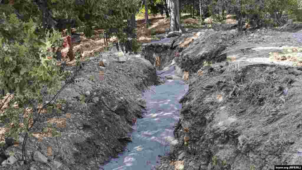 Вокруг бюста Ленина в роще из многолетних кипарисов и можжевельника раскопали множество траншей