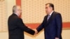 Tajik President Emomali Rahmon meets U.S. diplomat Richard Hoagland in Dushanbe on February 24. 