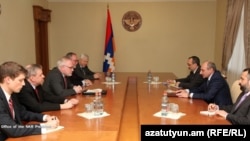 Մինսկի խմբի համանախագահները Ստեփանակերտում բանակցում են ԼՂ նախագահ Բակո Սահակյանի հետ, Ստեփանակարտ, 19-ը մարտի, 2013թ.