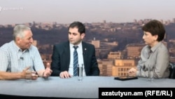 Սուրեն Աբրահամյանը և Սուրեն Պապիկյանը «Ազատության» տաղավարում, 30-ը օգոստոսի, 2018 թ․ 