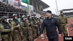 In 2014, Ramzan Kadyrov gathered thousands of armed soldiers in a stadium in Grozny and described them as "Putin's foot soldiers," saying they were ready to carry out any mission no matter how difficult.