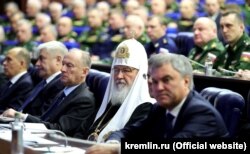 Московський патріарх Кирило на засіданні колегії Міністерства оборони Росії. Москва, 18 грудня 2018 року