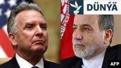 ABŞ-nyň Ýakyn Gündogar boýunça ýörite wekili Stiw Witkoff (çepte) we Eýranyň daşary işler ministri Abbas Arakçi.