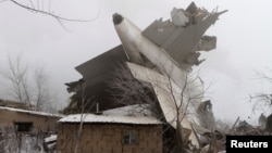 Рухнувший самолет Boeing-747-400 в селе Дачи-СУ. 16 января 2018 года.
