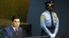 Türkmenistanyň prezidenti Gurbanguly Berdimuhamedow BMG-niň Baş assambleýasynda çykyş edýär, Nýu-Ýork, 2009-njy ýylyň 23-nji sentýabry.