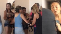 Неизвестные женщины атаковали журналистов в Алматы. 22 июля 2019 года.