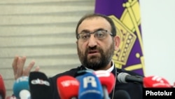 Armenia - Archbishop Arshak Khachatrian speaks during a press conference in Yerevan, December 1, 2025.