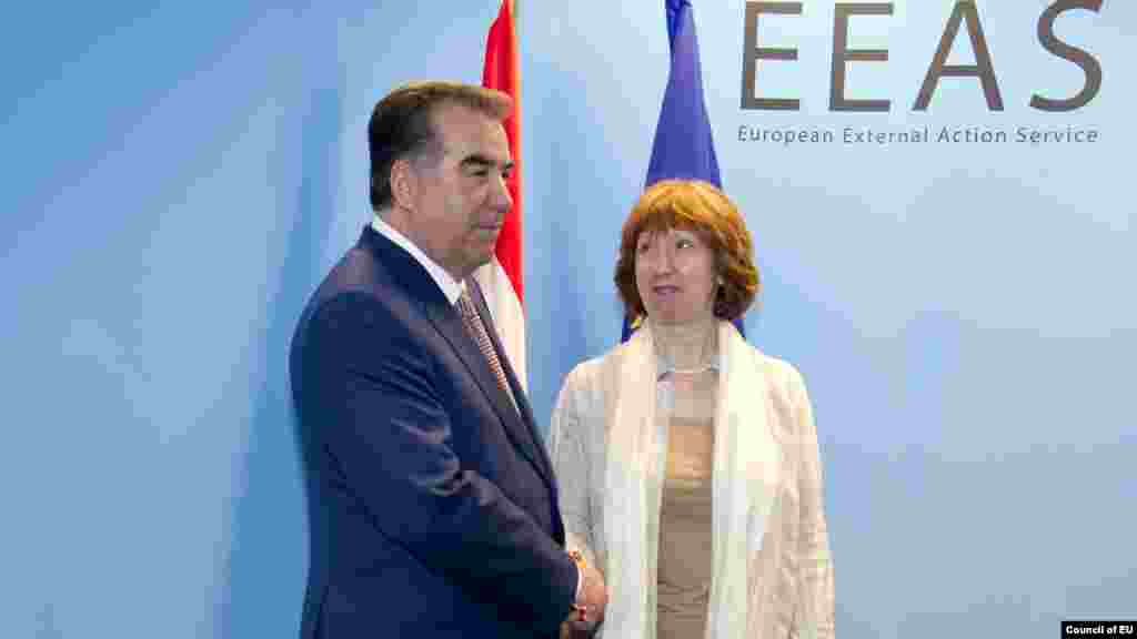 Эмомали Рахмон и Кетрин Эштон