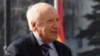 United Nations mediator Matthew Nimetz arrives for a meeting with Macedonia's prime minister in Skopje on February 1.