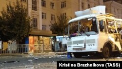 На месте взрыва автобуса в Воронеже