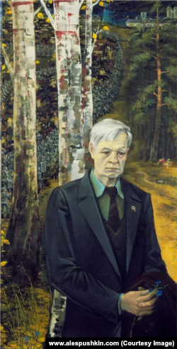 Партрэт Васіля Быкава, які намаляваў Алесь Пушкін