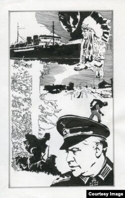 Борис Жутовский. Иллюстрация к кн. А.Расуловой и Станислава Суплатовича (Сат Ока) "Дороги сходятся". Москва, 1973