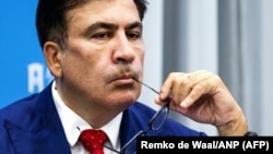 Міхеїл Саакашвілі на прес-конференції у Нідердандах, 29 травня 2018 року