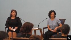 The Armenian Prime Minister's wife Anna Hakobian (R) meets with mothers of soldiers killed in Nagorno-Karabakh, Yerevan, 15Sept2018