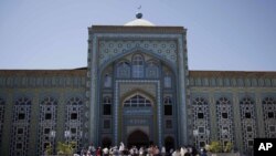 Worshippers gather for Friday Prayers during Ramadan in Dushanbe's Central Mosque