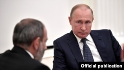 Russia - President Vladimir Putin meets with Armenian Prime Minister Nikol Pashinian in Moscow, 13 June 2018.