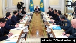 Президент Нурсултан Назарбаев Коопсуздук кеңешинин жыйынын алып барууда. Астана 28-январь, 2018-жыл.