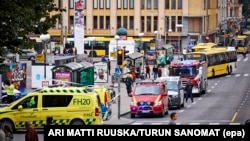 Рятувальні служби на місці нападів у Турку, 18 серпня 2017 року