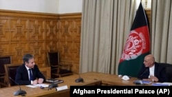 ԱՄՆ պետքարտուղար Էնթոնի Բլինքենը հանդիպում է Աֆղանստանի նախագահ Աշրաֆ Գանիի հետ, 15-ը ապրիլի 2021թ.