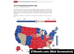 Карта підтримки Гілларі Клінтон та Дональда Трампа по штатах