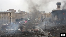 Ukraine -- A general view of Independence Square during on-going anti-government protests in downtown Kyiv, 19 February 2014. 