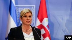 Croatian President Kolinda Grabar-Kitarovic in Israel on July 29. 