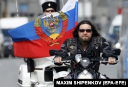 Александр Залдостанов "Хирург" в Москве символически начинает очередной "победный" мотопробег. 28 апреля 2018 года