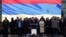 Armenia -- Prime Minister Nikol Pashinian and his political allies hold a rally in Yerevan, March 1, 2021.