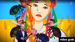 Российский ведущий на фоне украинских кровососов 