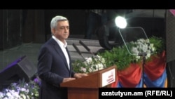 Armenia -- President Serzh Sarkisian delivers a speach during a campaign meeting in Yerevan, 15Feb2013